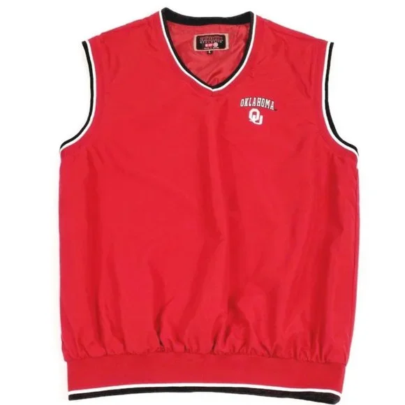 Colosseum Athletics Oklahoma Sooners OU Red Pullover Golf Wind Vest Mens L